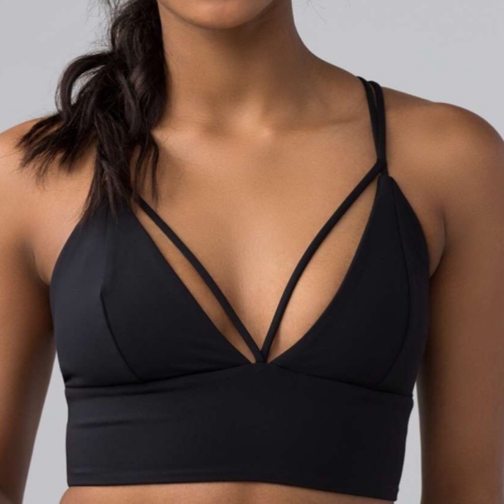 Pushing Limits strappy black sports bra size 8